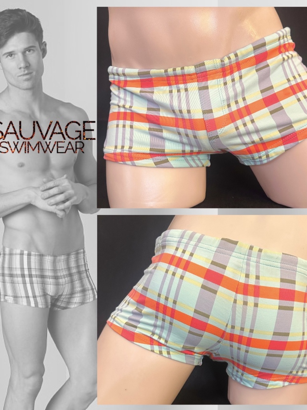 Sauvage Square Cut Swimsuit Small 36-40" waist Gently worn 80% nylon/20% lycra